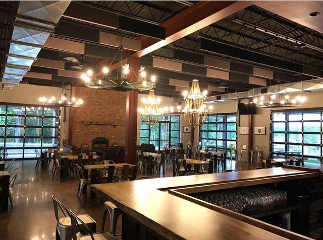 Bonesaw Brewing Company, Glassboro NJ — dining room with overhead glass doors