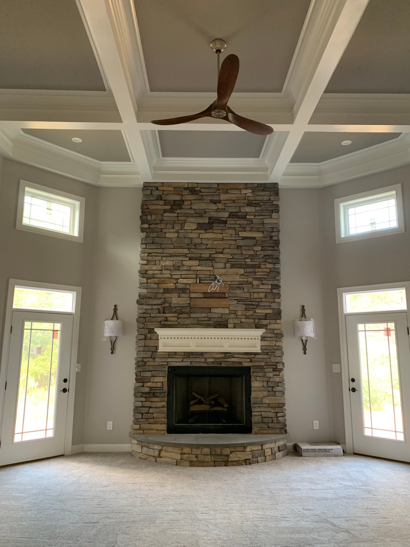 Mullica Hill Residence — completed two-story stone fireplace