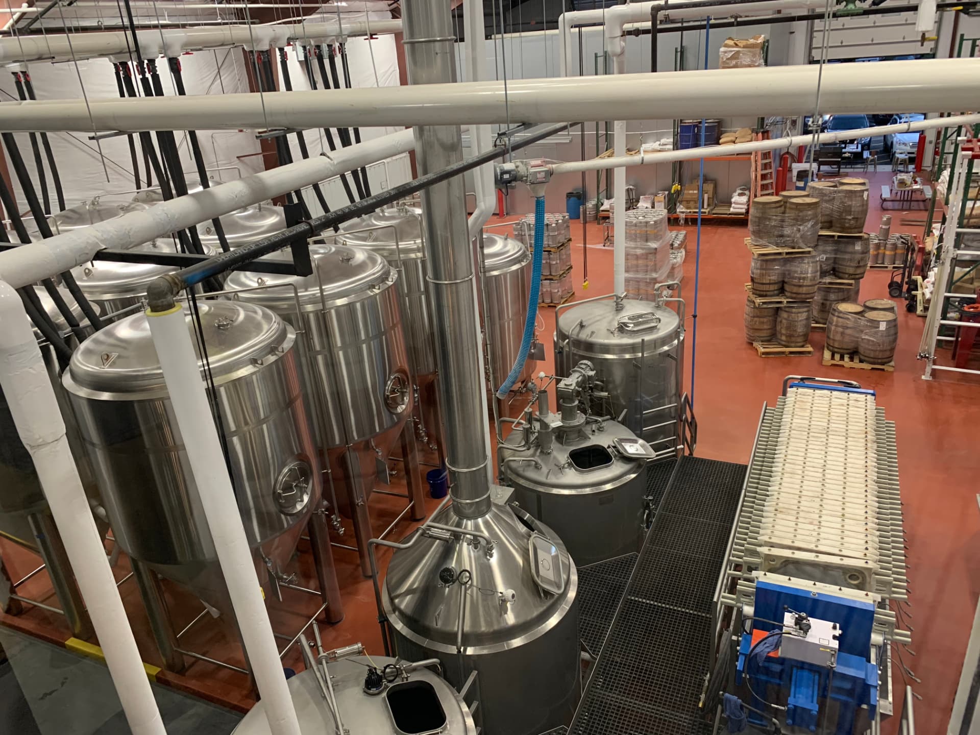 Bonesaw Brewing Company, Glassboro NJ — production brewhouse and barrel storage