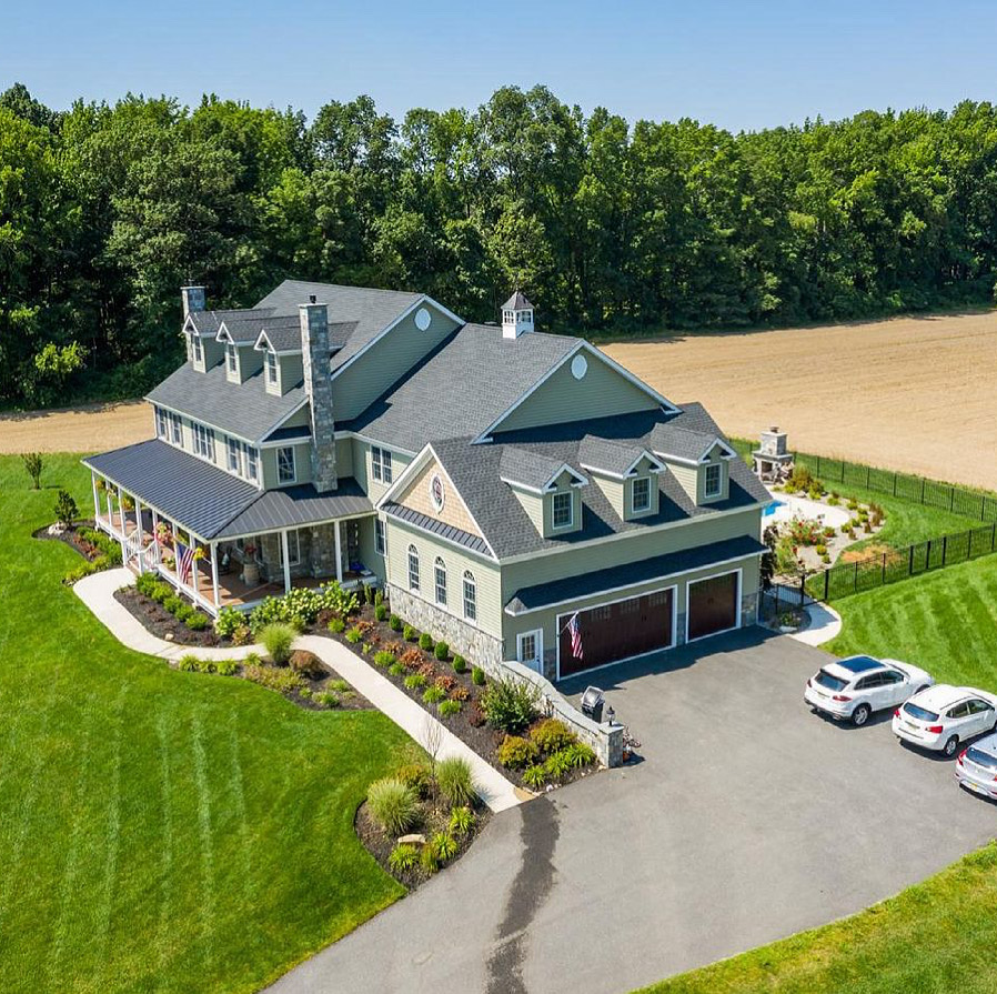 South Harrison Residence — aerial view of the house and grounds