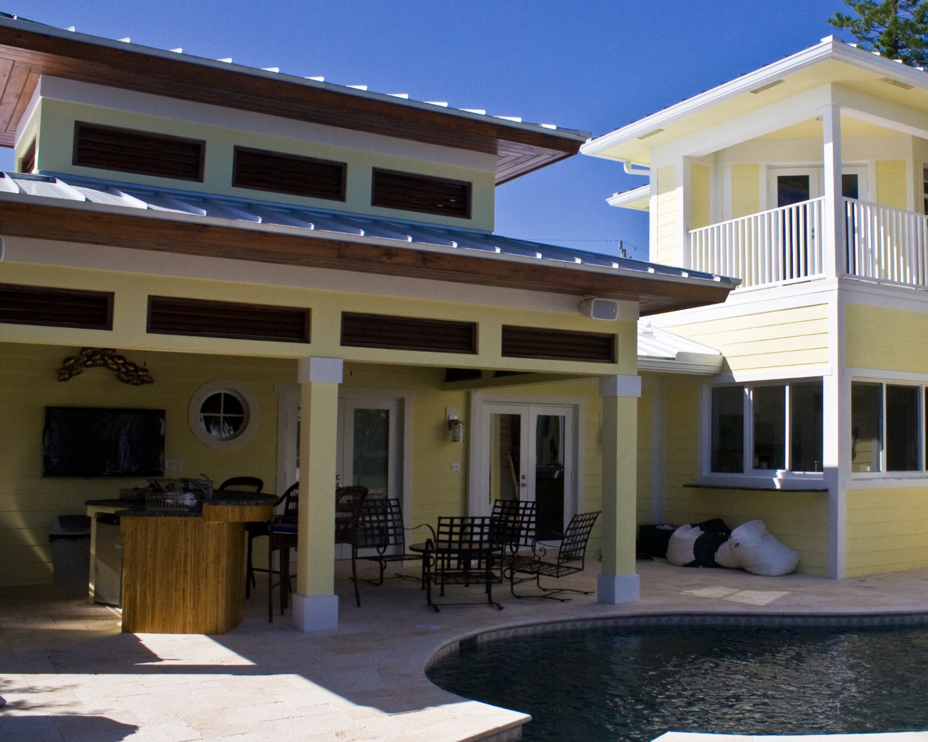 McDavid Residence — rear elevation and pool terrace