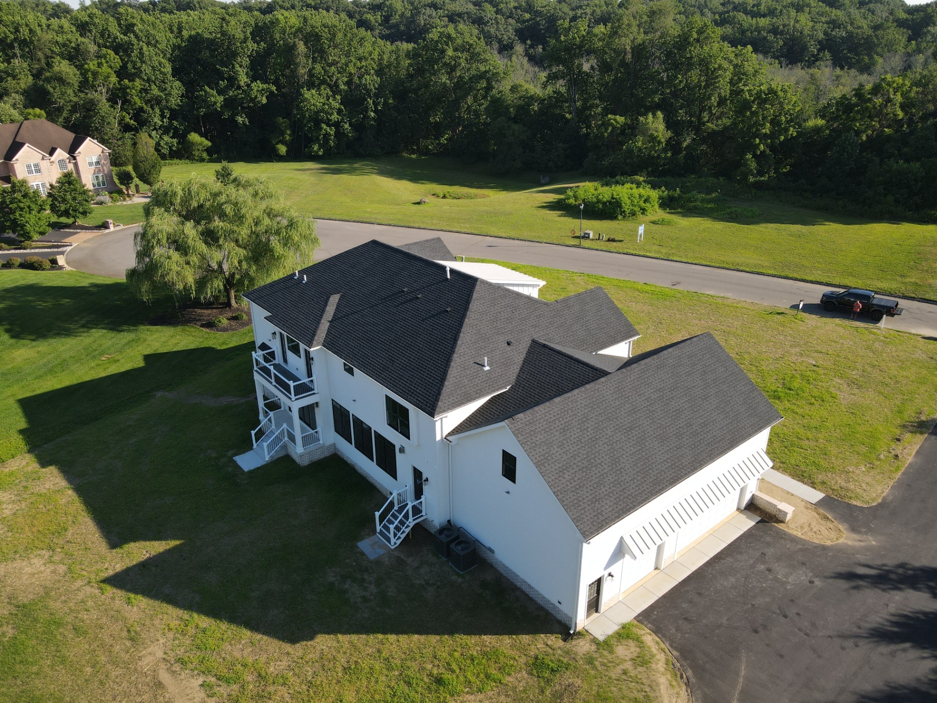 Swedesboro Residence — aerial view of the garage wing and drive