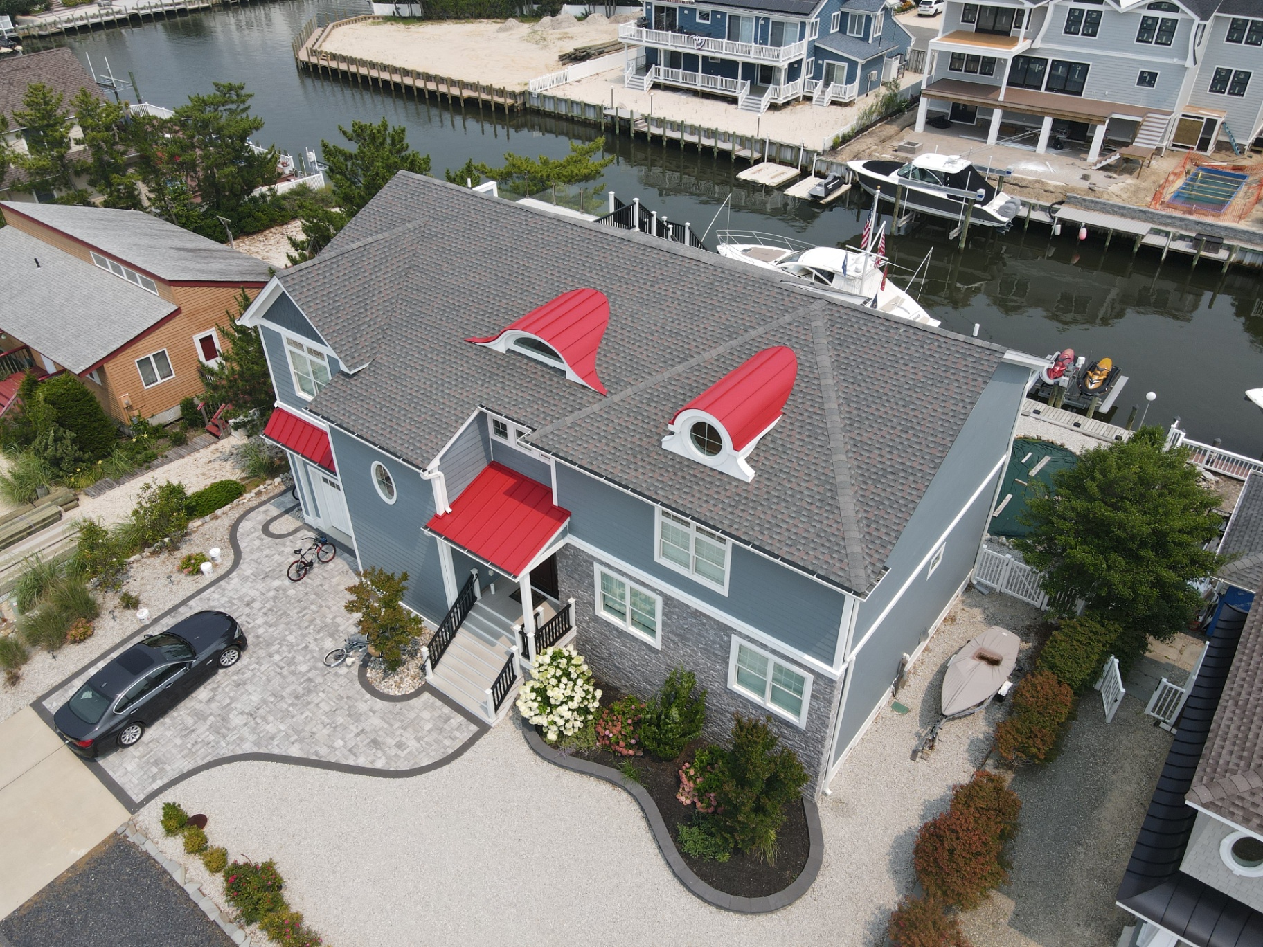 Long Beach Island Residence — aerial view over the lagoon