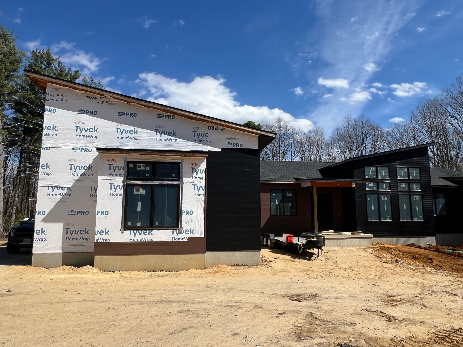 South Harrison Residence III — shed-roof wing under construction