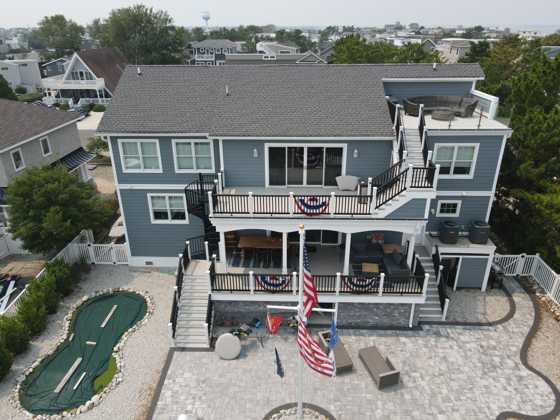 Long Beach Island Residence — rear elevation with covered porch and decks