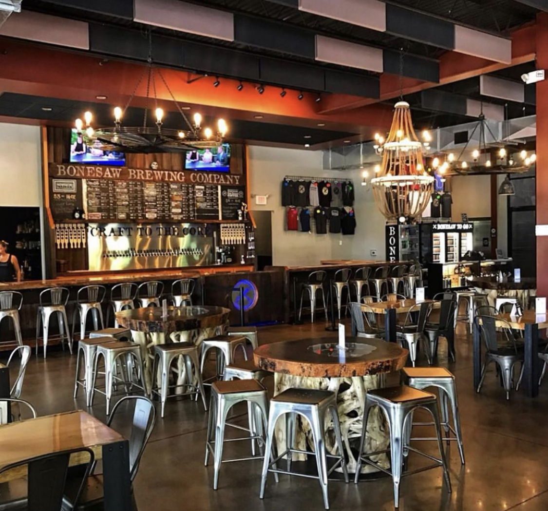 Bonesaw Brewing Company, Glassboro NJ — taproom and tap wall