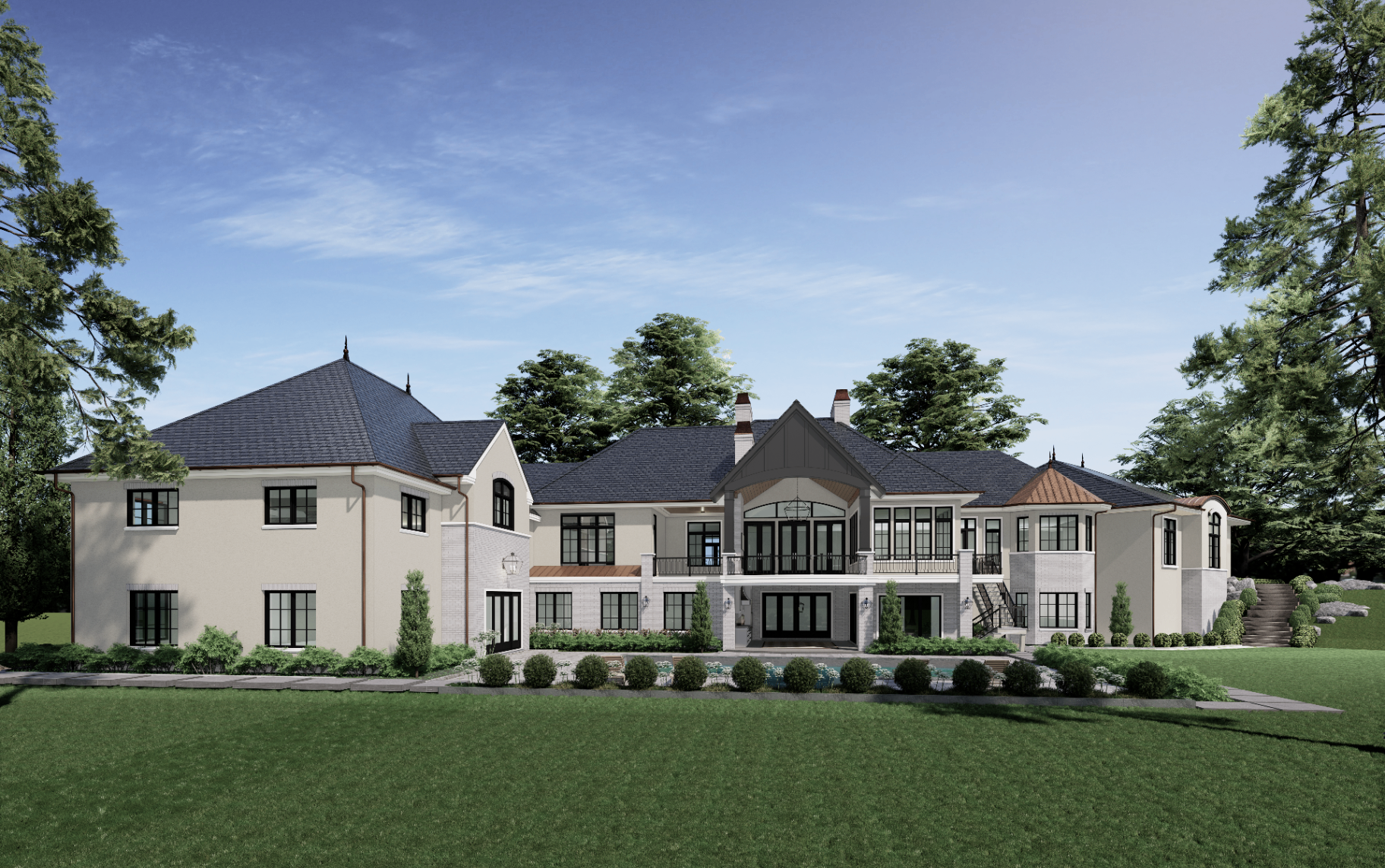 Woodstown Residence — full rear elevation from the lawn