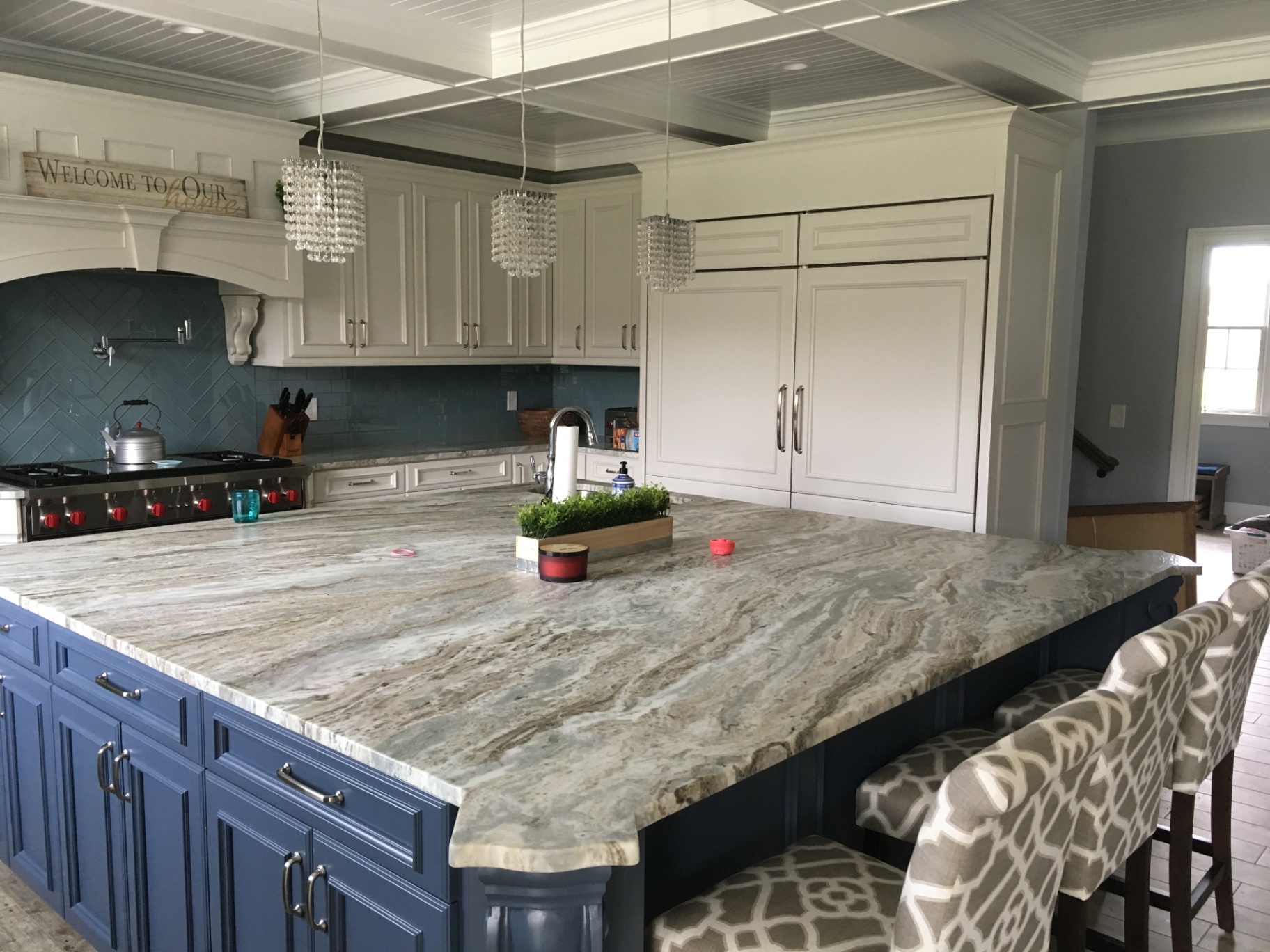 South Harrison Residence — kitchen island and range wall