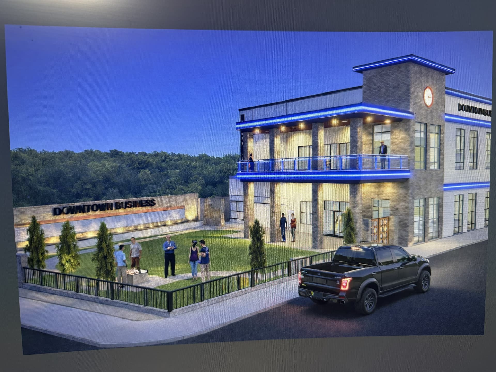 Downtown Bogeys, Glassboro NJ — corner view with balcony and outdoor green space